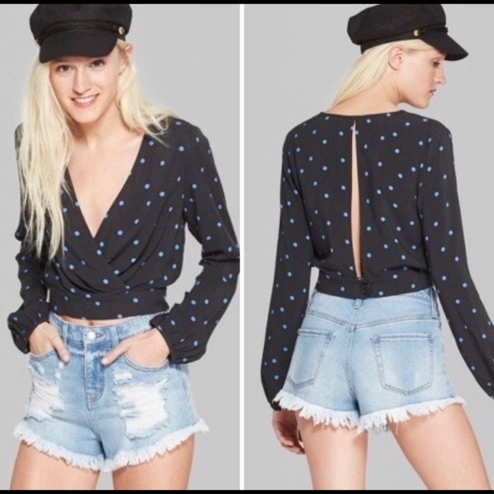 Blue Polka Dot Blouse New with Tags